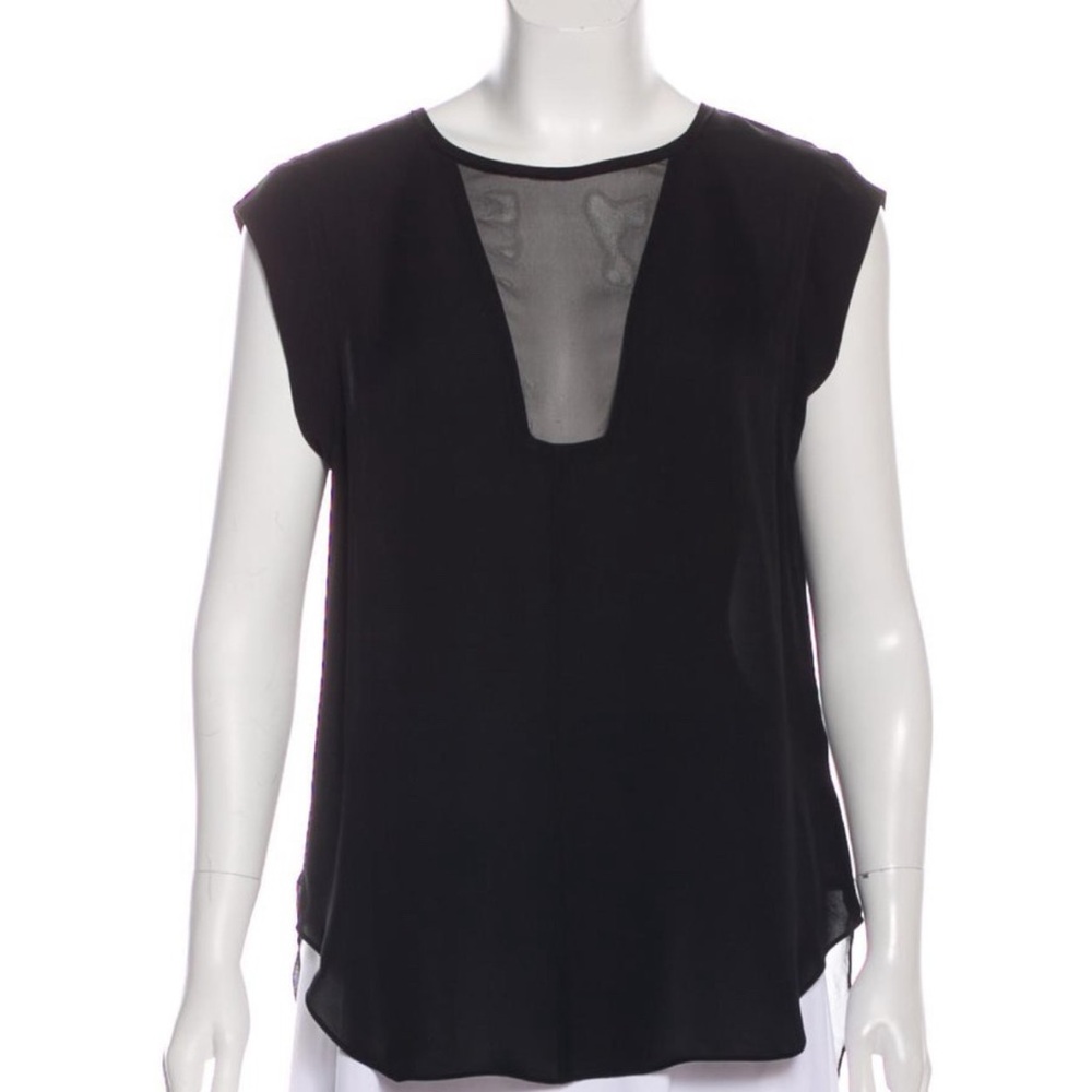 Rebecca Taylor Black Mandarin Collar Blouse